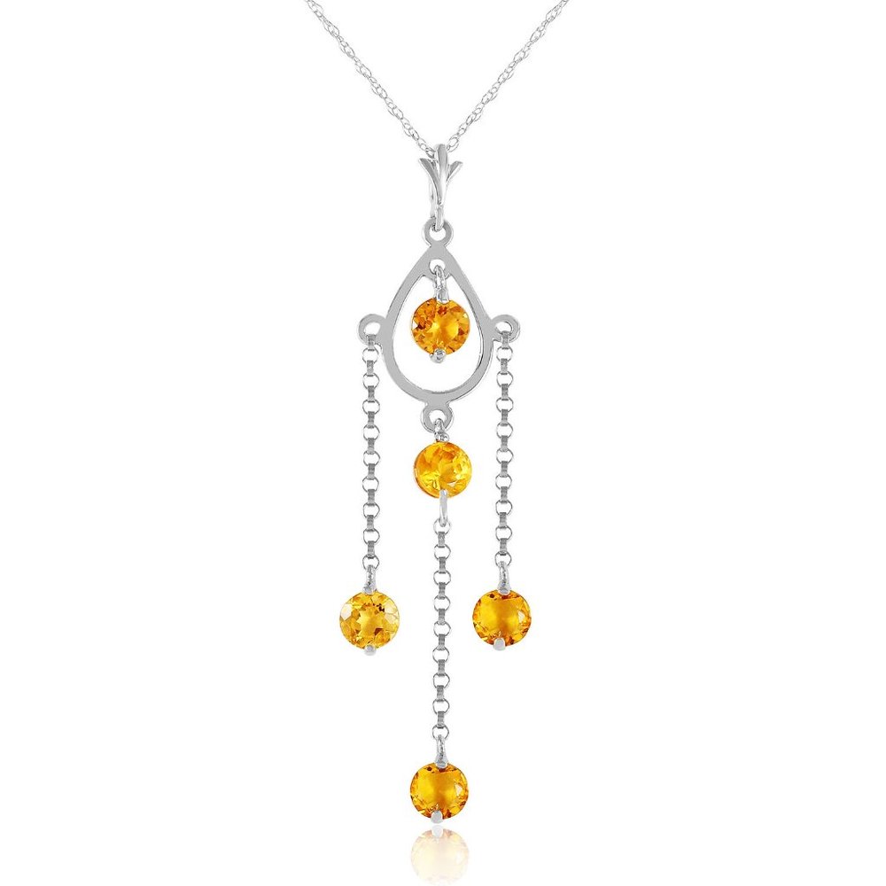 14K. SOLID GOLD NECKLACE WITH NATURAL CITRINES